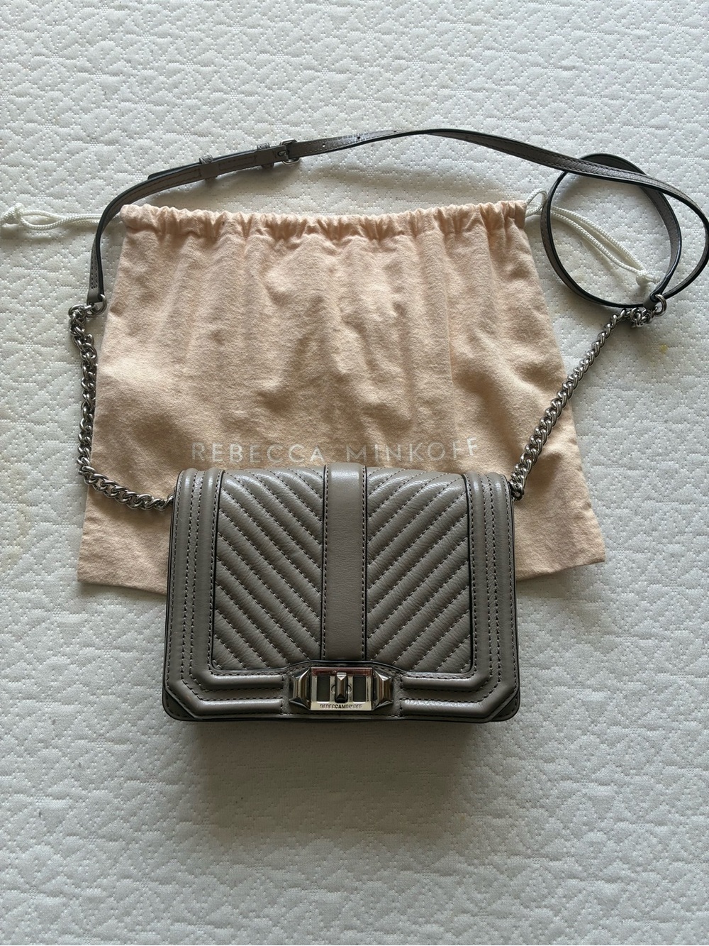 Rebecca Minkoff Quilted Chevron Crossbody - Taupe Gray